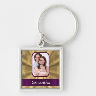 Llavero Foto de personalizado de copo de nieve dorado