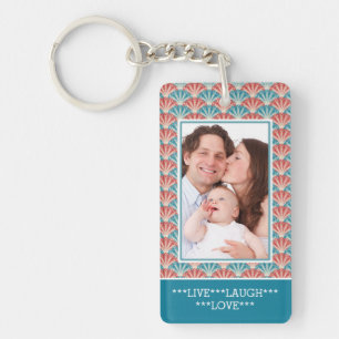 Llavero Foto de personalizado de dos retratos con patrón d