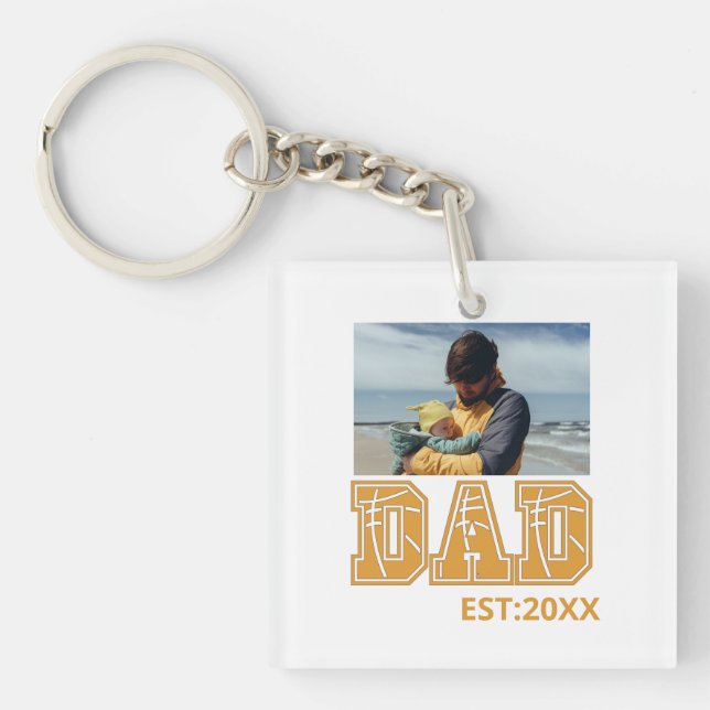 Llavero Foto de personalizado Padre Deporte Día Papá Balon (Frente)