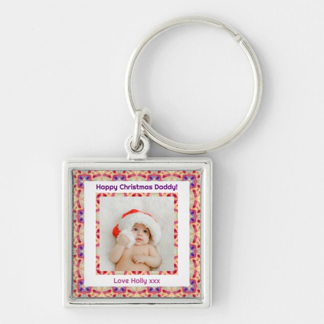 Llavero Foto de personalizados Navidades felices Jolly Dad (Frente)