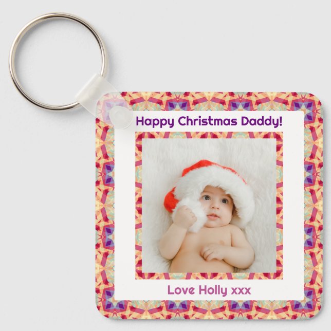 Llavero Foto de personalizados Navidades felices Jolly Dad (Anverso)
