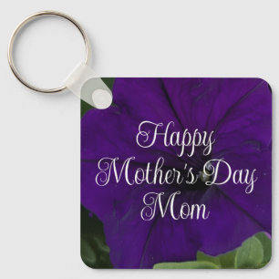 Llavero Foto de Petunia Morada Día de las Madres Mejor Mam