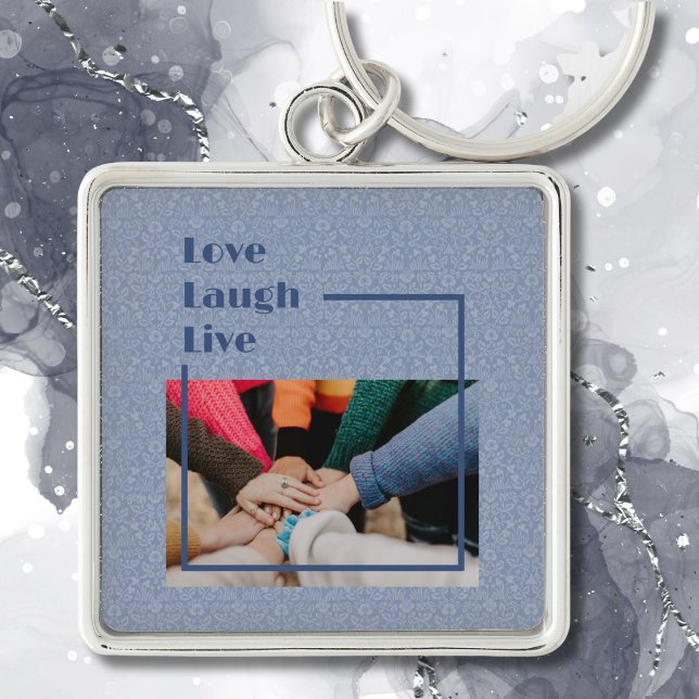 Llavero Foto de regalo Inspirador para mujeres azul (Custom Photo Inspirational Gifts for Women)