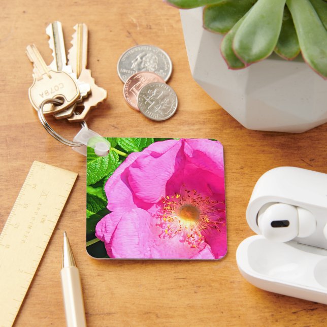 Llavero Foto de Rosa Rosa Salvaje en Lord Bible Verse (Escritorio )