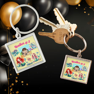 Llavero Foto de Sirena Favor de Cumpleaños Personalizado d
