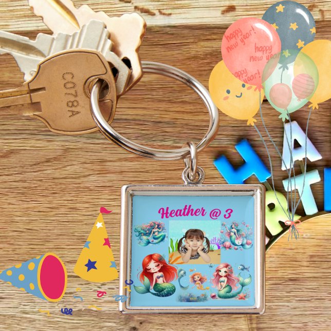 Llavero Foto de Sirena Favor de Cumpleaños Personalizado d (Subido por el creador)