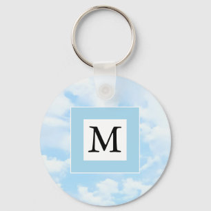 Llavero Foto de Soft Blue Sky Personalizado Single Inicial