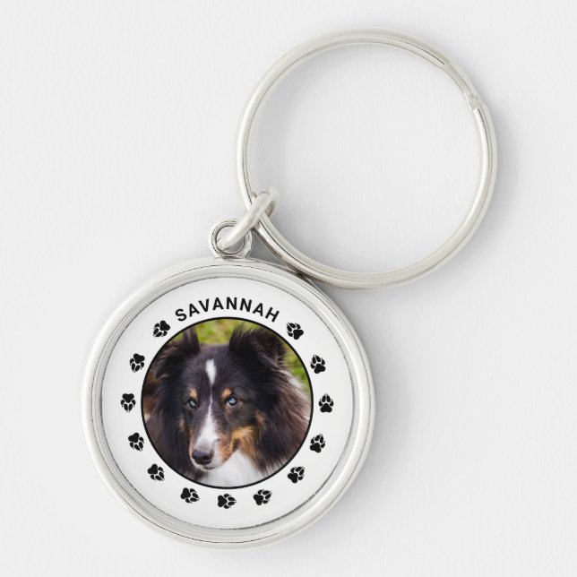 Llavero Foto de su Mascota Personalizado con nombre y pata (Frente)