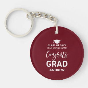 Llavero Foto de tu nombre en rojo granate Regalo de gradua