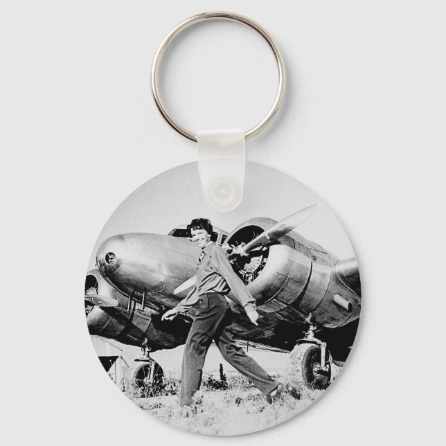 Llavero Foto de Vintage Amelia Earhart (Anverso)