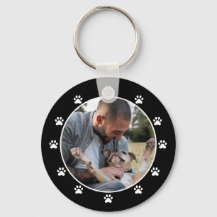 Llavero Foto del Mascota Dog Dad Pawprint