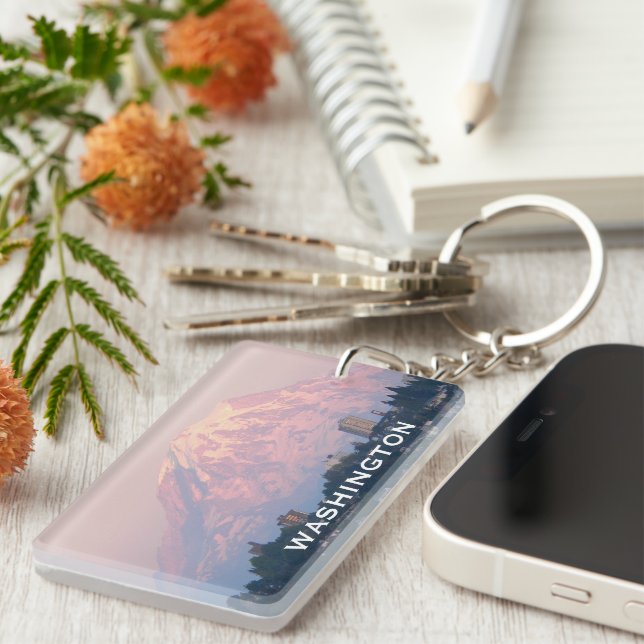 Llavero Foto del Monte Rainier del Estado de Washington (Frente Derecha)