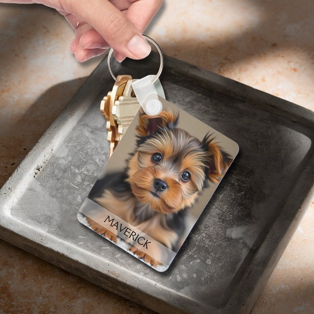 Llavero Foto divertida de perro en aluminio de doble cara (Fun dog photo double-sided aluminum keepsake keychain)