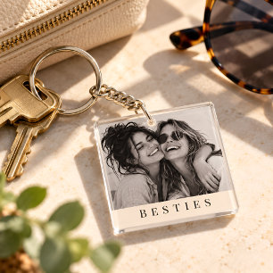 Llavero Foto en blanco y negro de Besties personalizadas