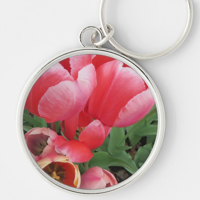 Llavero foto en negrita de las flores de tulipán rosa (Frente)