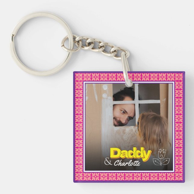 Llavero Foto familiar personalizada - imagen de hija de pa (Frente)