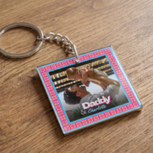 Llavero Foto familiar personalizada: padre con hija e hijo