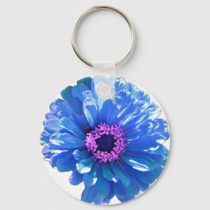 Llavero Foto floral azul margarita