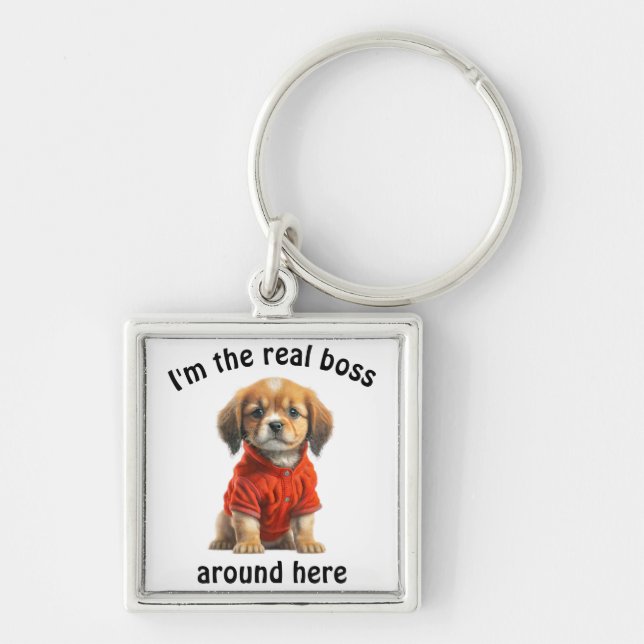 Llavero Foto Mascota personalizada Jefe de perro (Frente)