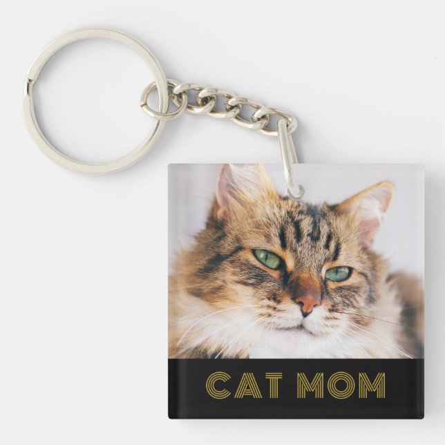 Llavero Foto moderna de mamá de gato (Frente)
