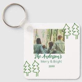 Llavero Foto moderna del árbol de Navidad verde de nombre 