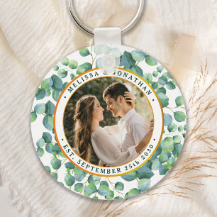 Llavero Foto moderna Eucalyptus Greenery Gold Boda