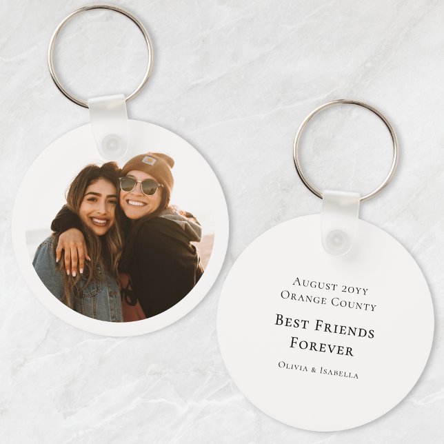 Llavero Foto moderna personalizada de mejores amigos para  (Modern Personalized Best Friends Forever Photo Keychain)