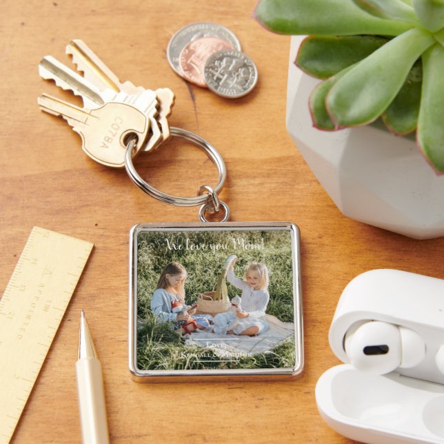 Llavero Foto moderna que te queremos a mamá Keychain (Escritorio )