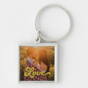 Llavero Foto personalizada con amor dorado