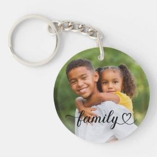 Llavero Foto personalizada con guión de amor familiar negr