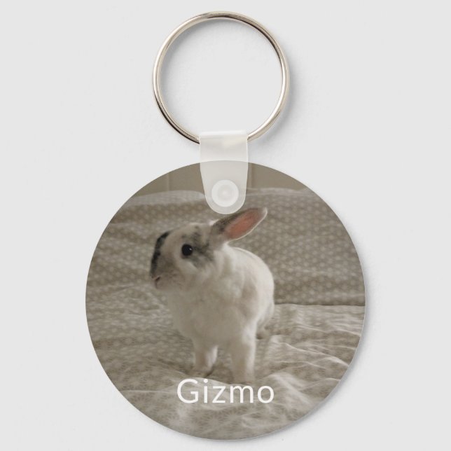 Llavero Foto personalizada de Bunny Lover y nombre Keepsak (Anverso)