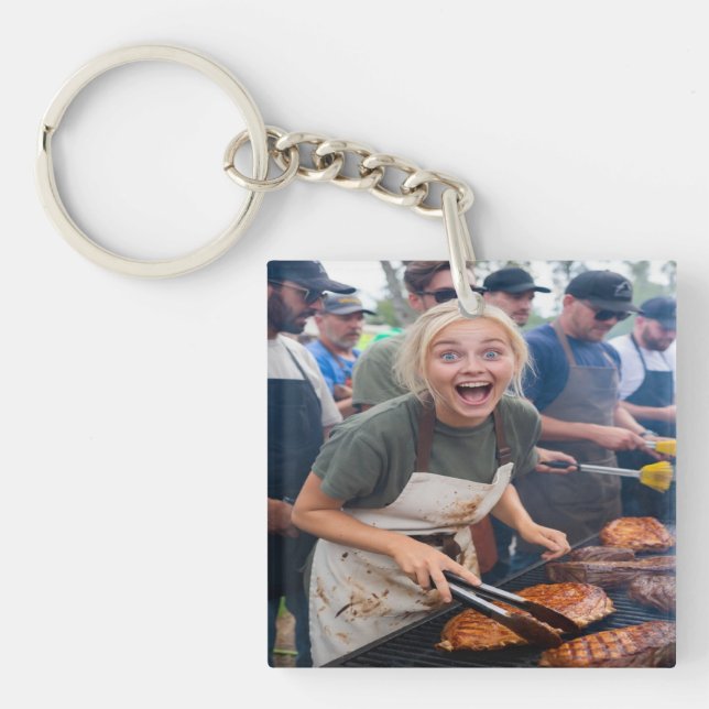 Llavero Foto personalizada de concurso de BBQ (Frente)