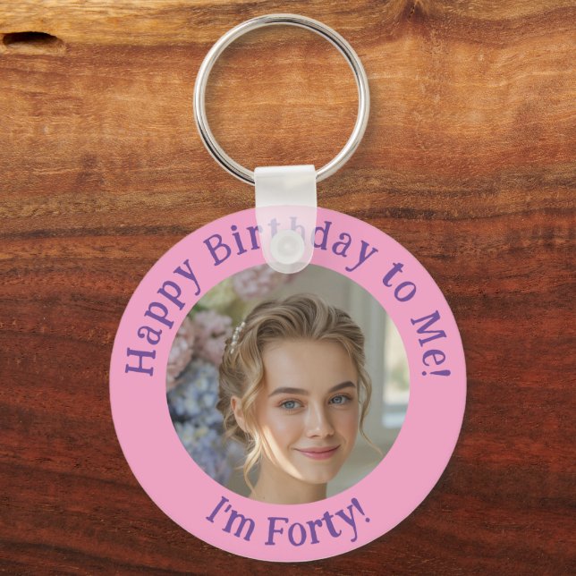 Llavero Foto personalizada de cumpleaños, tarjeta de image (Anverso)