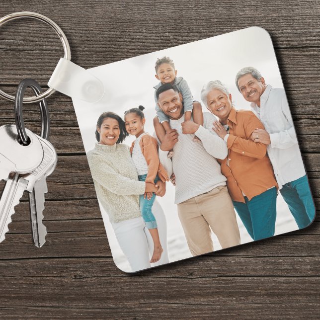 Llavero Foto personalizada de la familia Keepsake (Personalized Family Double Sided Two Photo keychain)