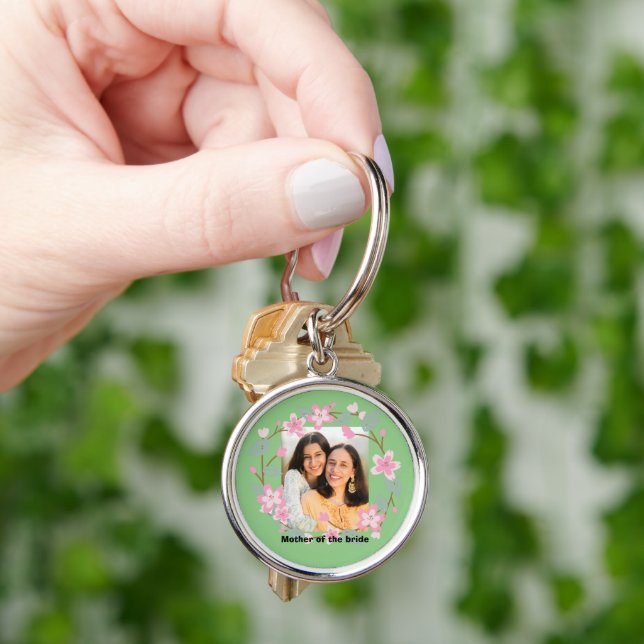 Llavero Foto personalizada de la madre de una novia floral (Mano)