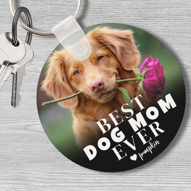 Llavero Foto personalizada de la Mascota del mejor perro (Personalized Pet Best Dog Mom Photo keychain)