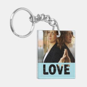 Llavero Foto personalizada de Love Cut Outs Blue