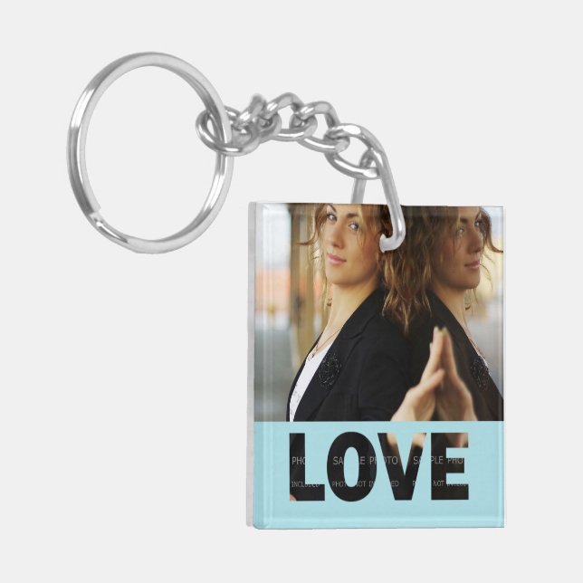 Llavero Foto personalizada de Love Cut Outs Blue (Frente Izquierda)