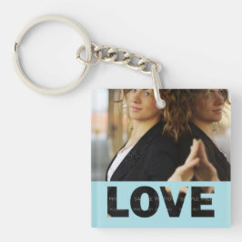 Llavero Foto personalizada de Love Cut Outs Blue