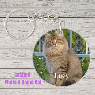 Llavero Foto personalizada de mascota Amante de gatos y no