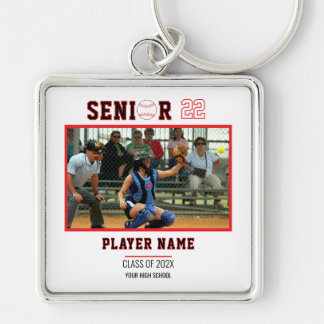 Llavero Foto personalizada de noche de senior de béisbol