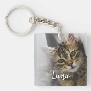 Llavero Foto personalizada de nombre de gato