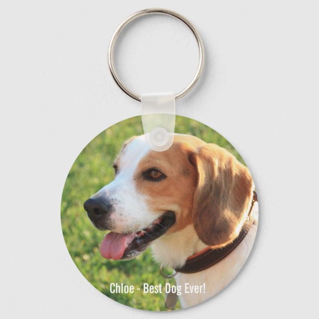 Llavero Foto personalizada de perro de Beagle y nombre de  (Anverso)