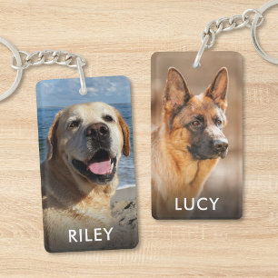 Llavero Foto personalizada de perro gato doble cara