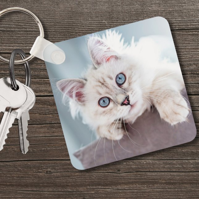 Llavero Foto personalizada del Mascota de Gato Lover (Personalized Cat Lover Pet Photo keychain )
