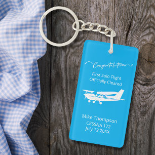 Llavero Foto personalizada del primer vuelo en solitario d