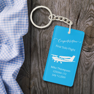 Llavero Foto personalizada del primer vuelo en solitario d