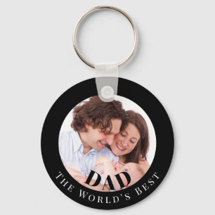 Llavero Foto Personalizada en Círculo Negro Mejor Papá