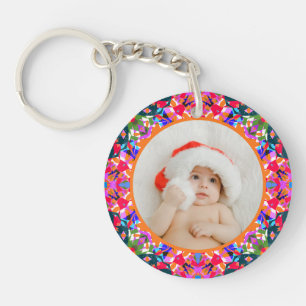 Llavero Foto personalizada Feliz Navidad Moderno Colorido