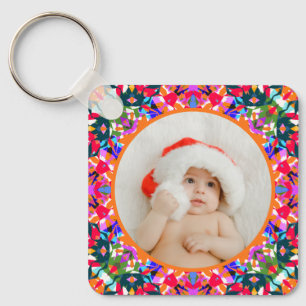 Llavero Foto personalizada Feliz Navidad Moderno Colorido